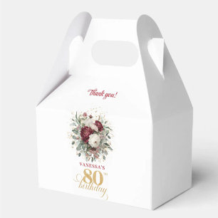 Caixas de Favor de Aniversário de 80 anos Burgundy