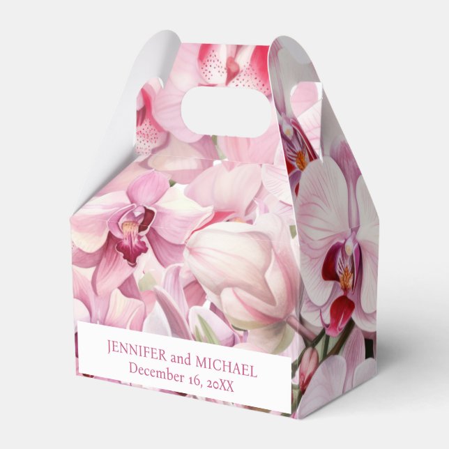 Caixas de Favor de Aquarela de Orquídeas Rosa (Frente)