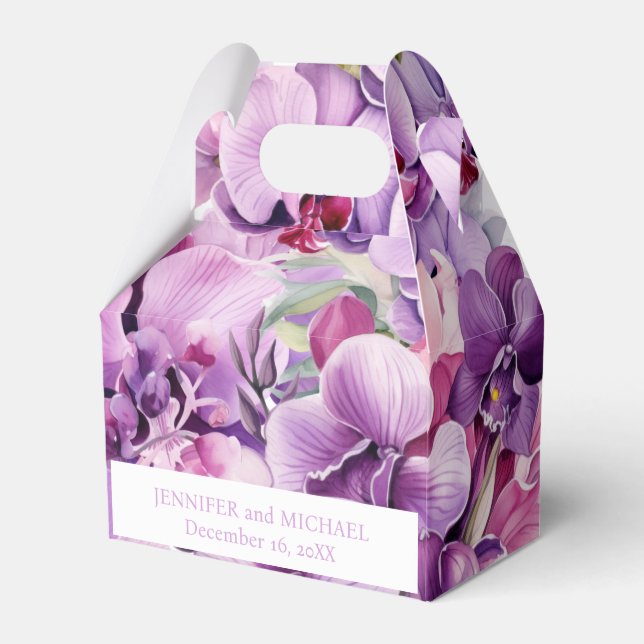 Caixas de Favor de Aquarela de Orquídeas Roxas (Frente)