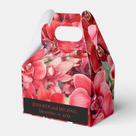 Caixas de Favor de Aquarela de Orquídeas Vermelhas