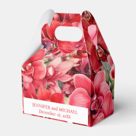 Caixas de Favor de Aquarela de Orquídeas Vermelhas