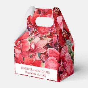 Caixas de Favor de Aquarela de Orquídeas Vermelhas