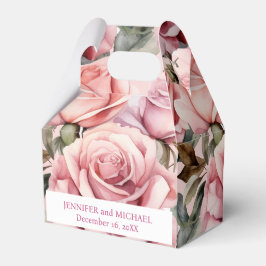 Caixas de Favor de Aquarela de Rosas Cor-de-Rosa