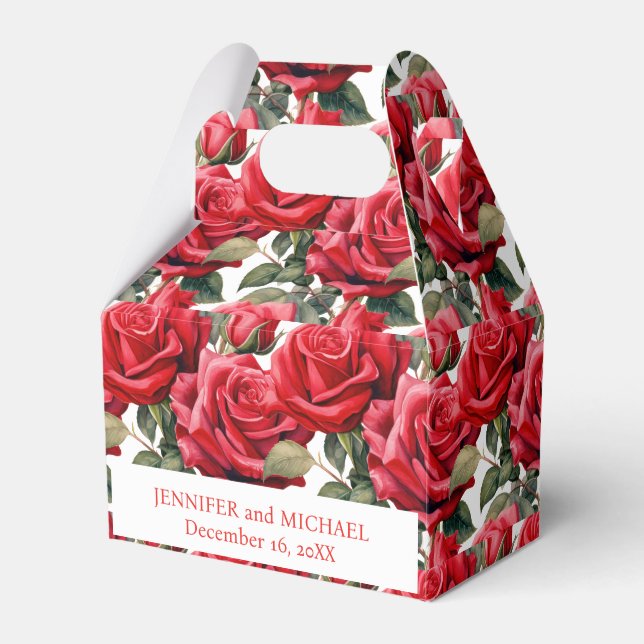 Caixas de Favor de Aquarela de Rosas Vermelhas (Frente)