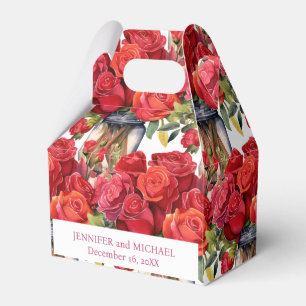 Caixas de Favor de Aquarela de Rosas Vermelhas