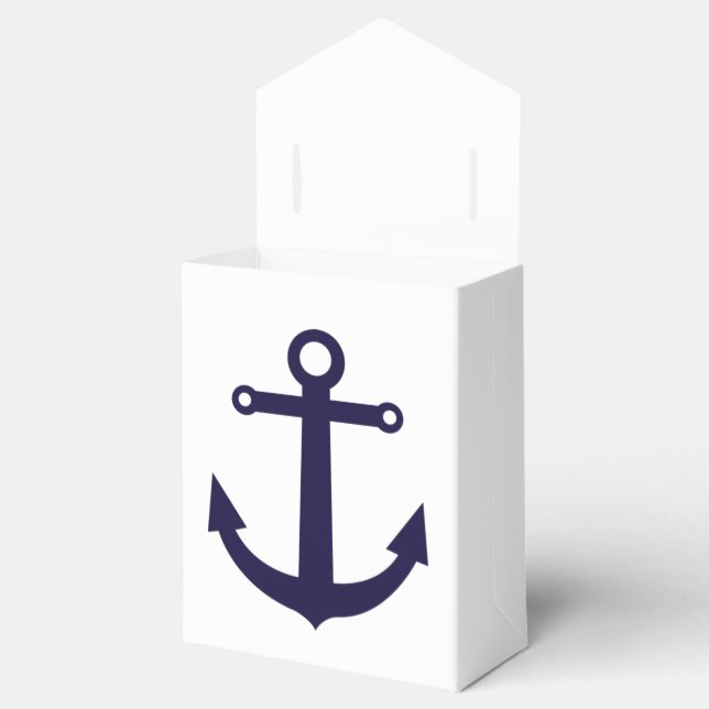 Caixas de Favor de Casamento Azul Naval Âncora Náu (Aberto)