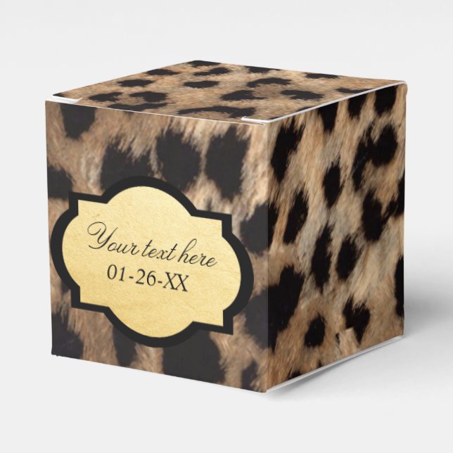 Caixas de Favor de Festa Chic com Impressão de Leo (Frente)