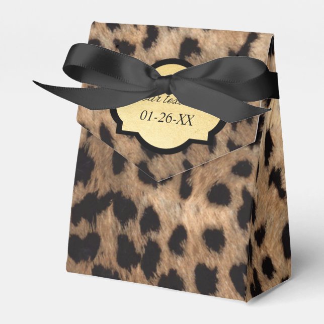 Caixas de Favor de Festa Chic com Impressão de Leo (Frente)