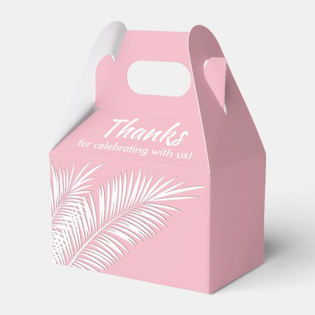 Caixas de Favor de Festa White Palms on Pink Gable (Frente)