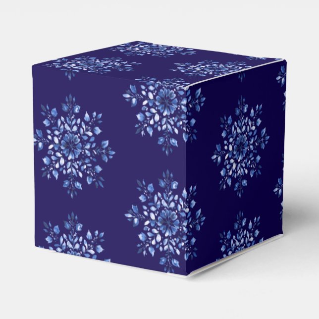 Caixas de Favor de Floco de Neve Azul Marinho (Verso)