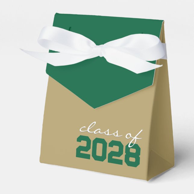 Caixas de Favor de Formatura Douradas e Verdes (Frente)