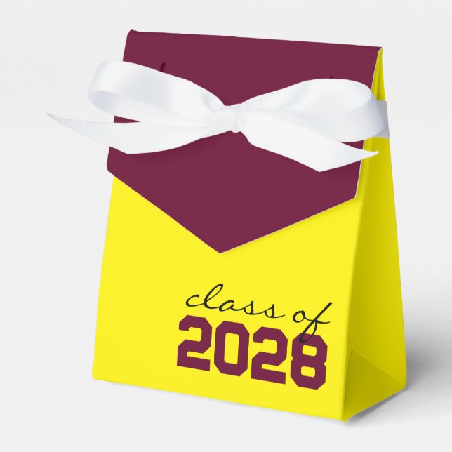 Caixas de Favor de Graduação Amarelo & Borgonha (Frente)