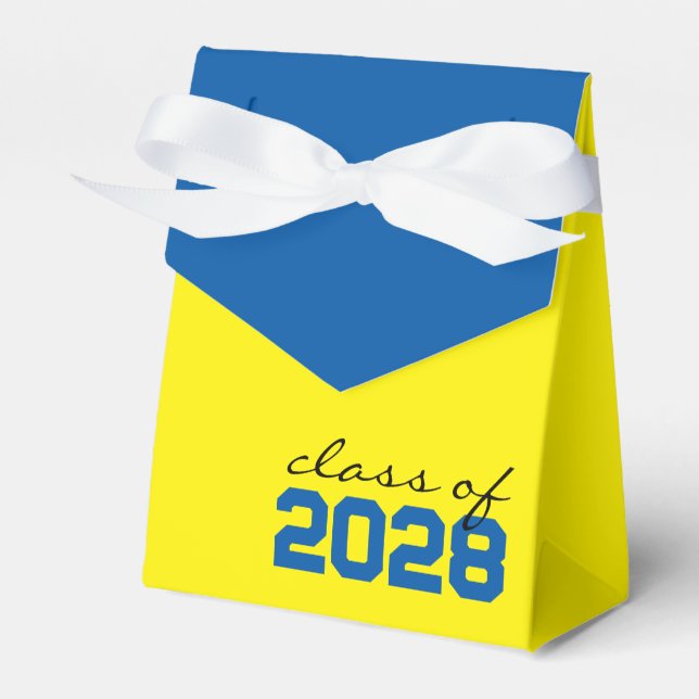 Caixas de Favor de Graduação Amarelo e Azul Real (Frente)