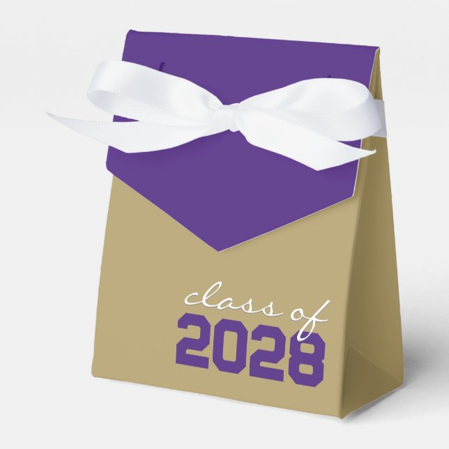 Caixas de Favor de Graduação Dourado & Roxo (Frente)