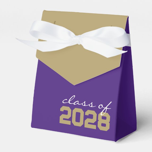 Caixas de Favor de Graduação Roxo e Dourado (Frente)