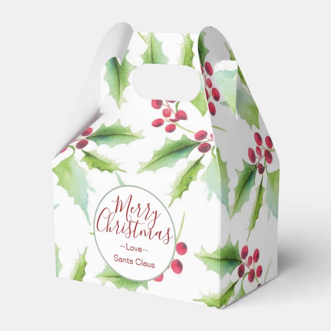 Caixas de Favor de Natal Holly em Aquarela (Frente)