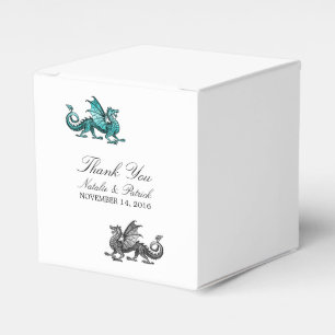 Caixas de Favor do Casamento do Dragão Teal Silver