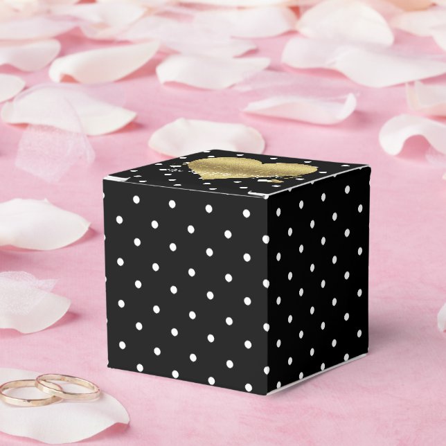 Caixas de Favor do Partido Bolinhas Preto E Dourad (Casamento)