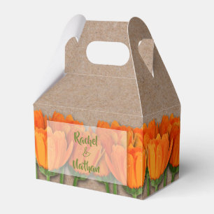 Caixas de Favor Gable Kraft Tulipas Laranja