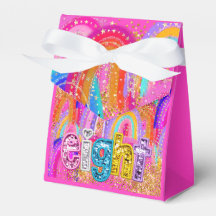 Caixas de Favor Glitter Arco-Íris para Aniversário