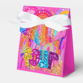 Caixas de Favor Glitter Arco-Íris para Aniversário