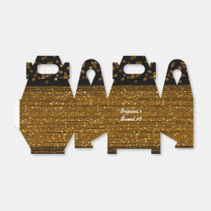 Caixas de Favor Glitter Dourado Falso Preto Escova