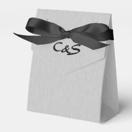 Caixas de Favor Monogramadas Prata Brilhante