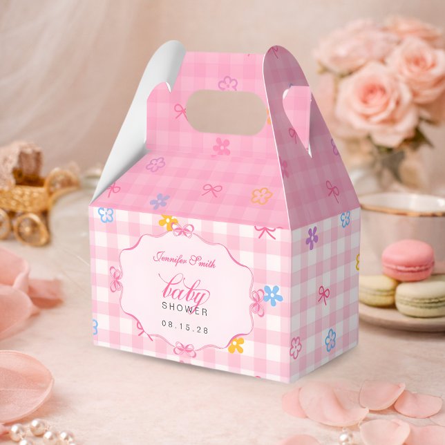 Caixas de Favor para Chá de Bebê com Laço Floral e (Criador carregado)