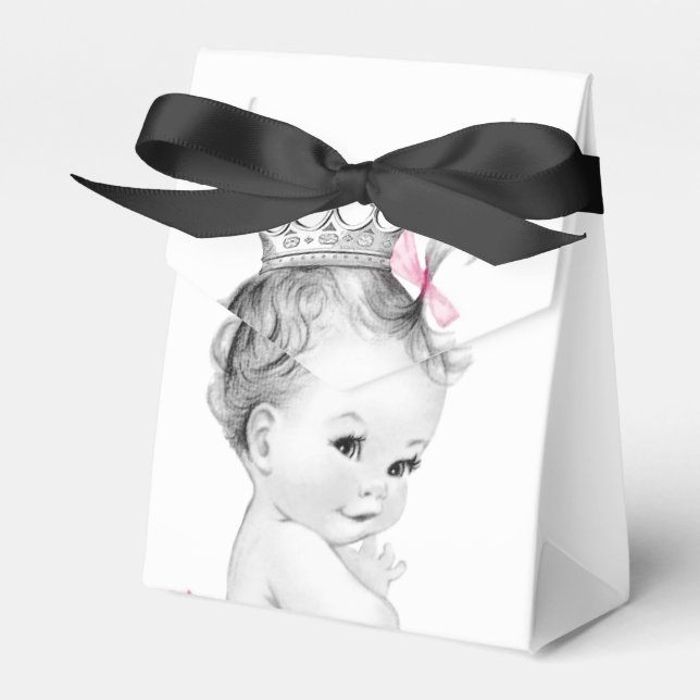 Caixas de Favor para Chá de Bebê Princesa Rosa (Frente)