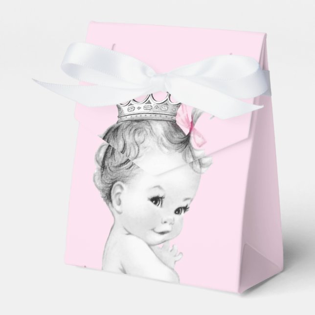 Caixas de Favor para Chá de Bebê Princesa Rosa (Frente)