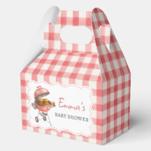 Caixas de Favor para Chá de Bebê Red Burger BBQ