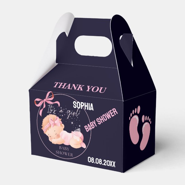 Caixas de Favor Personalizadas Fofas para Chás de  (Frente)