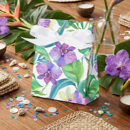 Caixas de favores com padrão de orquídea tropical