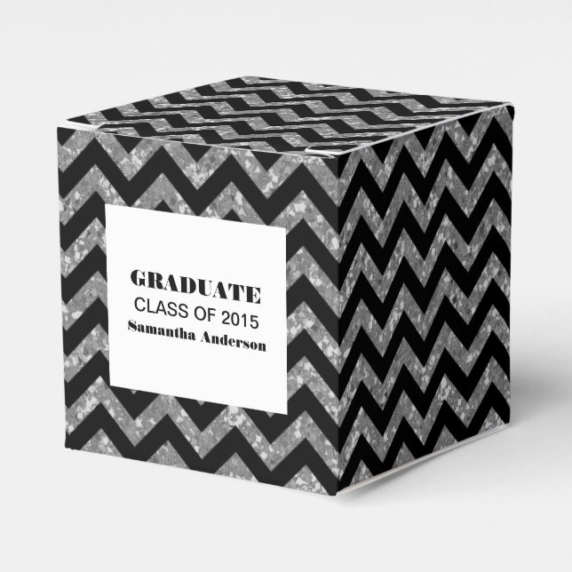 Caixas de Favoritos de Graduação de Glitter Silver (Frente)