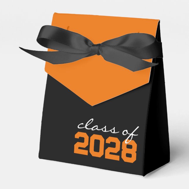Caixas de Favoritos de Graduação Preta e Laranja (Frente)