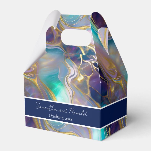 Caixas de favoritos de pedra opal azul e Faux Dour (Frente)