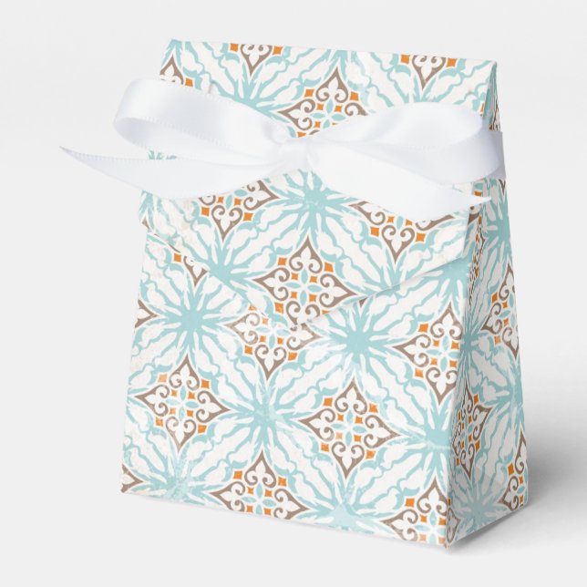 Caixas de Favoritos do Casamento tema damasco Azul (Frente)