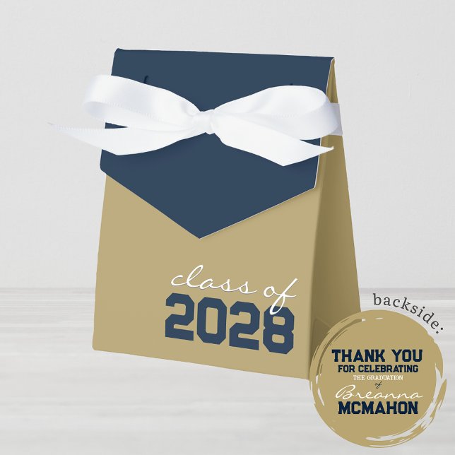 Caixas de Favoritos para Graduação Dourada e Azul  (Dark Blue and Gold Graduation Favor Gift Boxes for any Class Year)