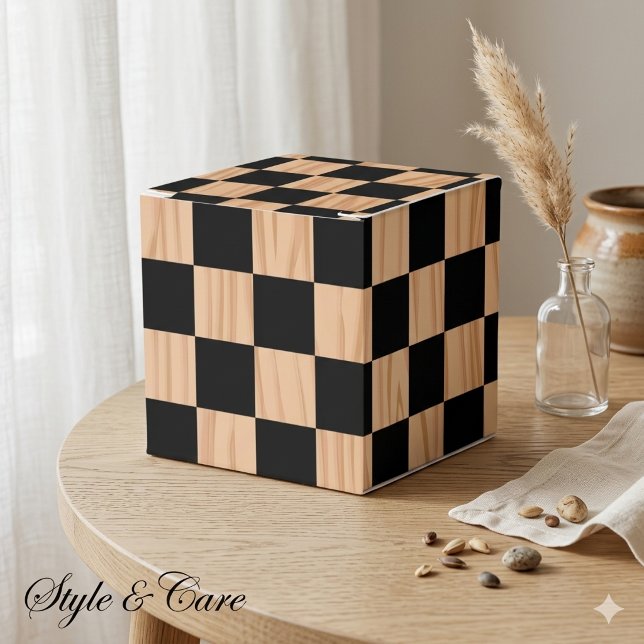 Caixas de Favoritos Xadrez Clássicas Quadradas (Square Box Checkers Classic Favor Boxes)