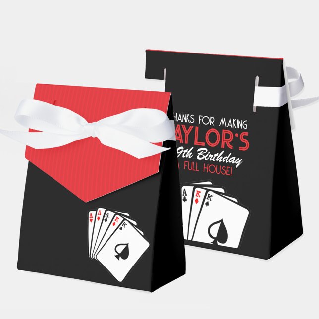 Caixas de Festa de aniversário do Casino Poker (Casino Poker Birthday Party Favor Boxes with Personalized Thank You Back)