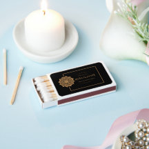 Caixas de Fósforos Personalizadas Preto e Dourado