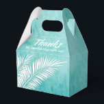 Caixas de Lembranças de Festa Palmas Brancas em Az<br><div class="desc">Caixas de lembranças de festa com folhas de palmeira brancas em um fundo de aquarela azul turquesa oceano. Perfeito para qualquer celebração, festa de aniversário, chá de noiva, festa de noivado, festa de aposentadoria, casamento e muito mais. Clique em PERSONALIZAR para alterar a cor do fundo, as fontes e adicionar...</div>