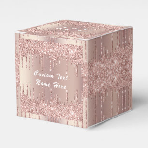 Caixas de Presente Brilho Dourado Rosa com Texto P