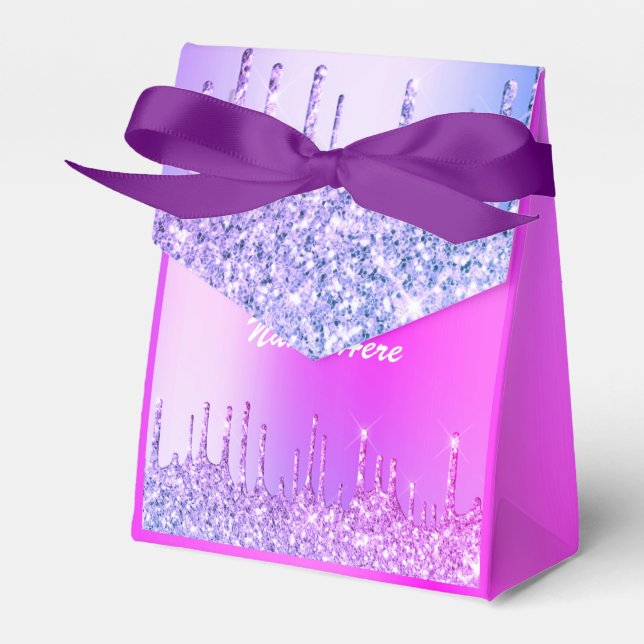 Caixas de Presente Brilho Rosa Roxo Personalizadas (Frente)