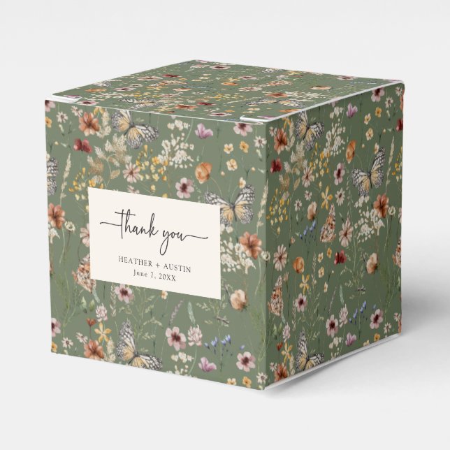 Caixas de Presente de Casamento Boho Green Thank Y (Frente)