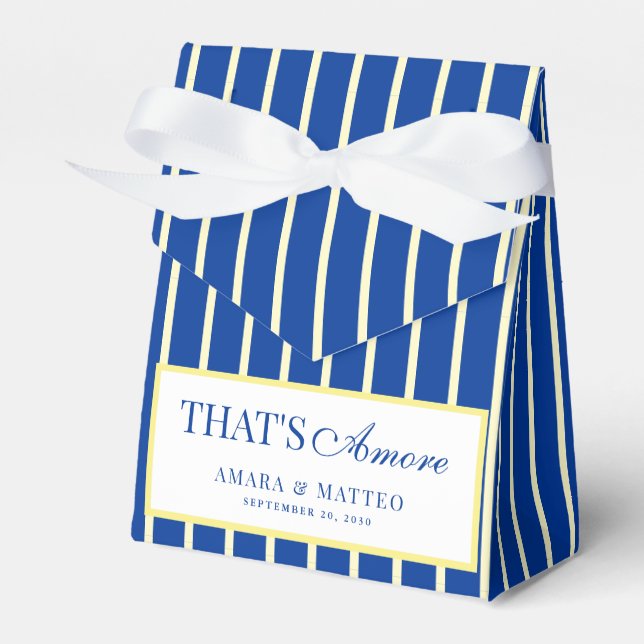 Caixas de Presente de Casamento Listradas de Azul  (Frente)