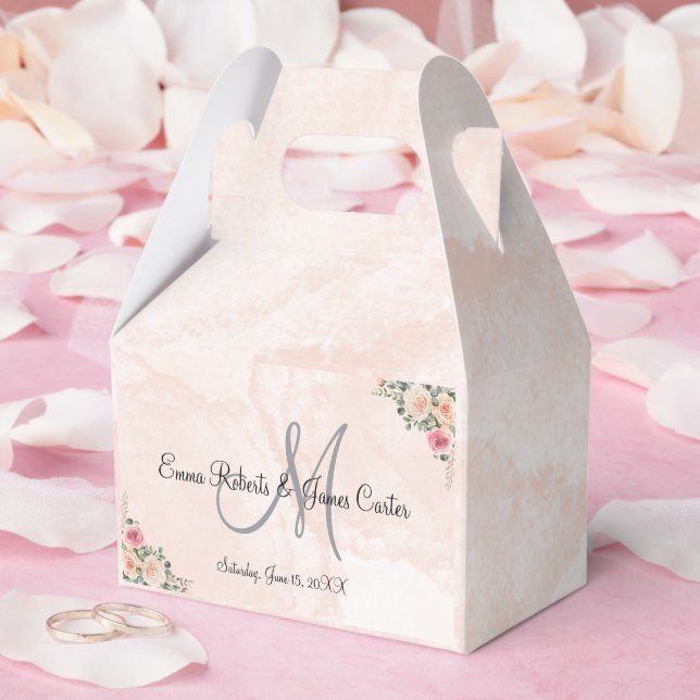 Caixas de Presente de Noiva Rosa Cremoso Romântico (Casamento)
