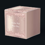 Caixas de Presente ou Favor Personalizadas com Bri<br><div class="desc">Caixas de Favor Personalizadas com Brilho Rose Gold e Drips de Brilho Personalizadas com Texto Cor-de-Rosa Moderno - Adicione seu Texto Único ou Remova o Texto - Faça sua Caixa de Cartão / Caixas de Presente Especial - Redimensione e mova ou remova e adicione texto / elementos com a ferramenta...</div>