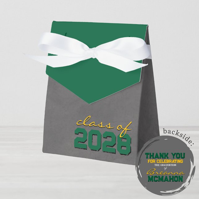 Caixas de Presente para Graduação de Chalkboard Ve (Green and Gold Chalkboard Graduation Personalized Favor Boxes)