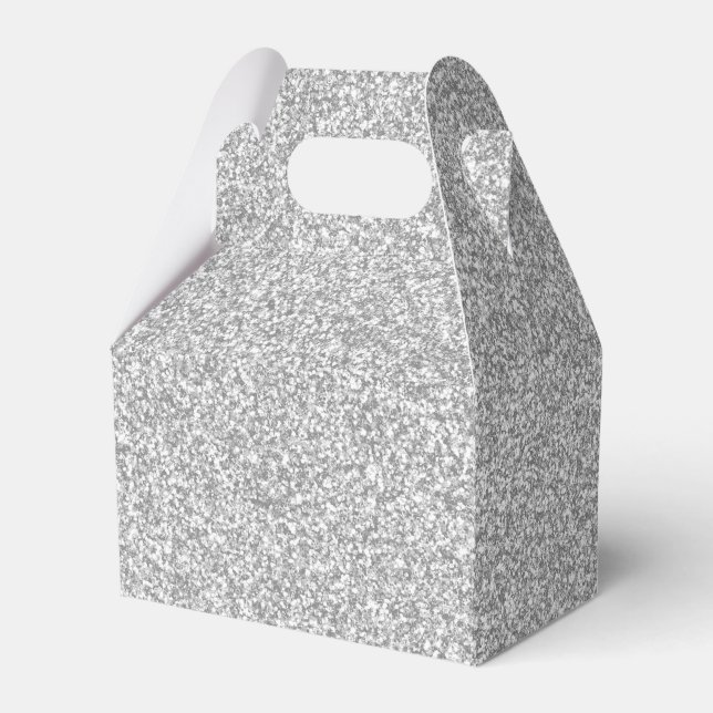Caixinha De Lembrancinhas 26 Impressão Silver Glitter Gable (Frente)